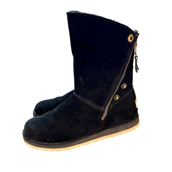 R.J.'s Fuzzies Black Suede Trixie Boots Size Women's 7 - Picture 1 of 9